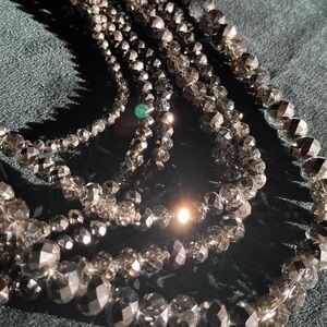 Zi collection. Smoke grey beaded necklace with earrings.